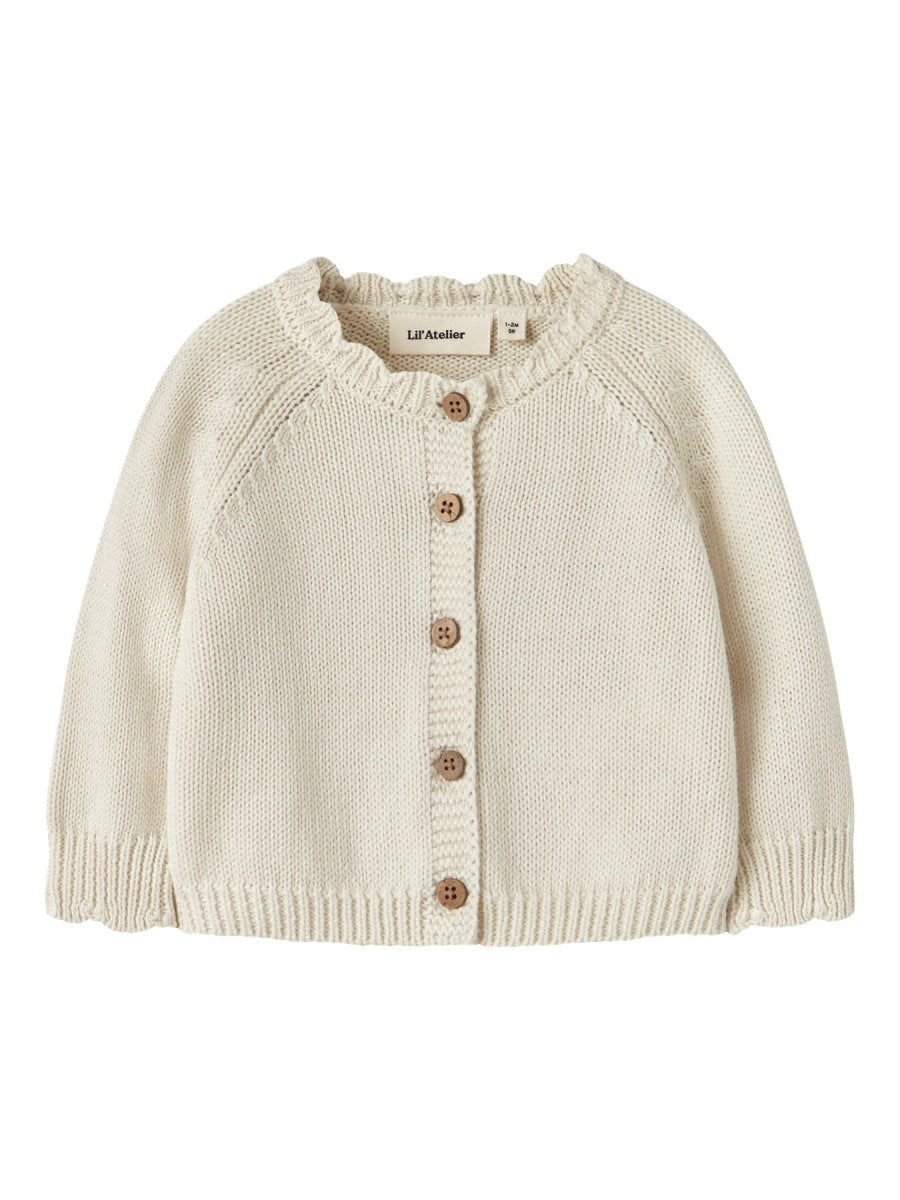 Lil' Atelier Baby RAMLA LS SHORT KNIT CARDIGAN - Turtledove | Torgunns Barneklær AS