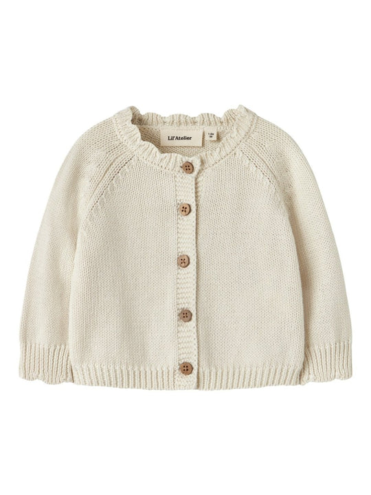 Lil' Atelier Baby RAMLA LS SHORT KNIT CARDIGAN - Turtledove | Torgunns Barneklær AS