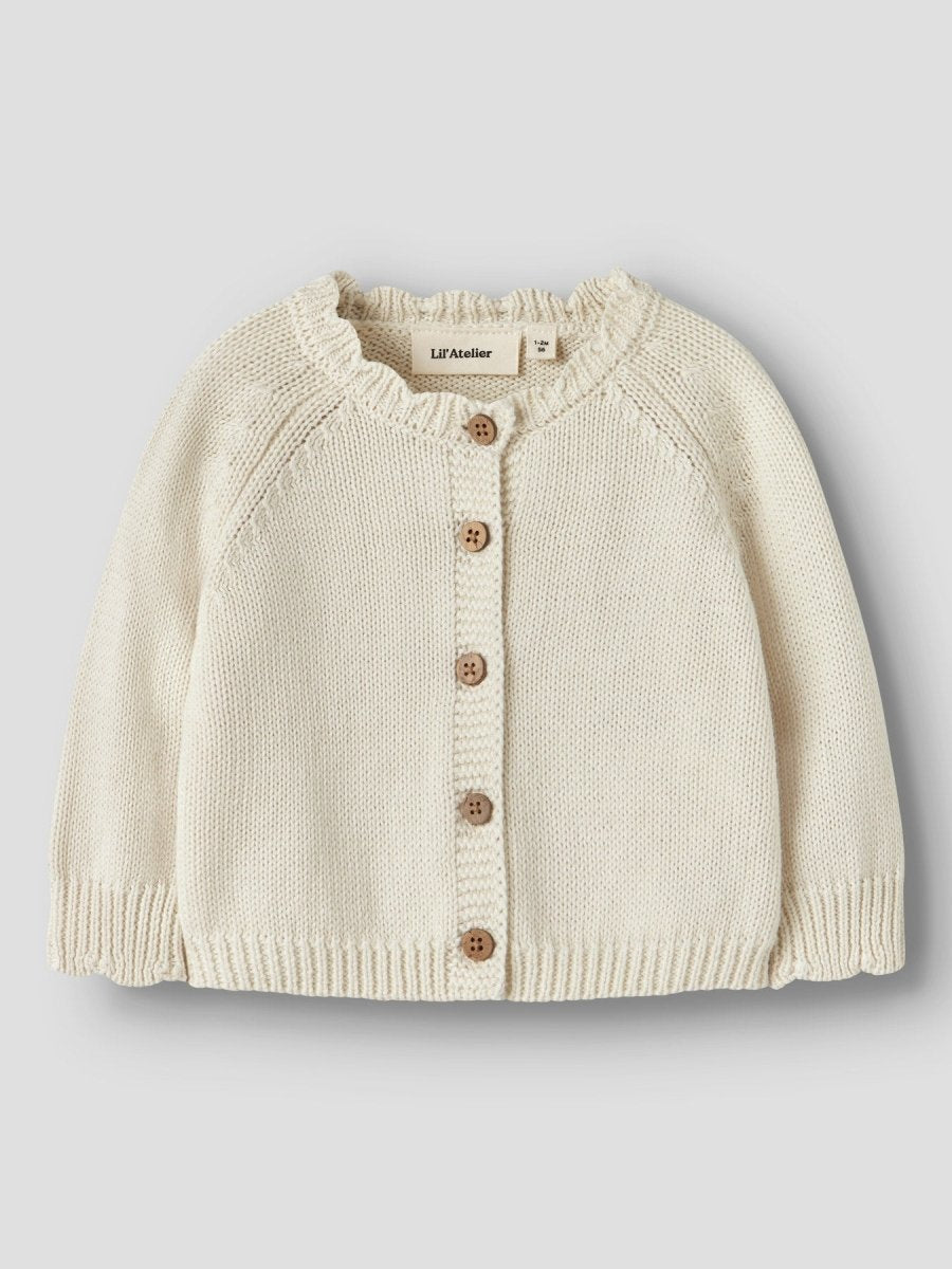 Lil' Atelier Baby RAMLA LS SHORT KNIT CARDIGAN - Turtledove | Torgunns Barneklær AS