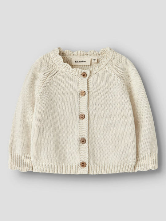 Lil' Atelier Baby RAMLA LS SHORT KNIT CARDIGAN - Turtledove | Torgunns Barneklær AS