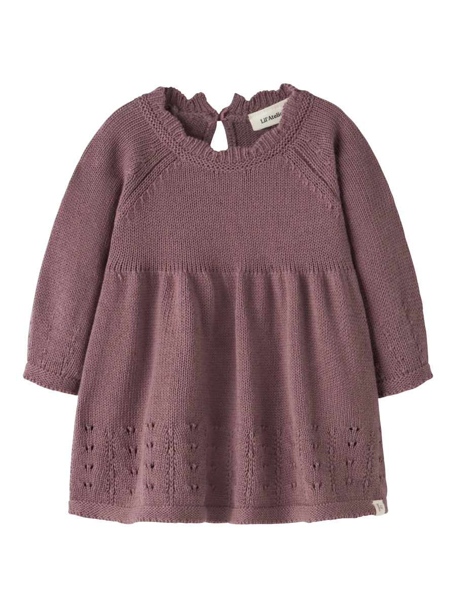 Lil' Atelier baby RAMLA strikkekjole - Rose Taupe | Torgunns Barneklær AS