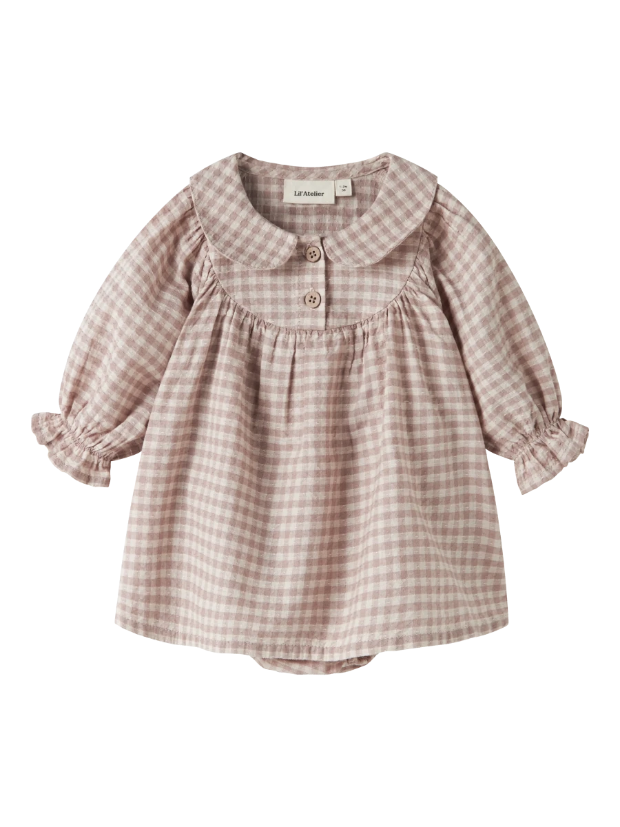 Lil' Atelier baby REBBA bodykjole - Bark Lilac Ash | Torgunns Barneklær AS