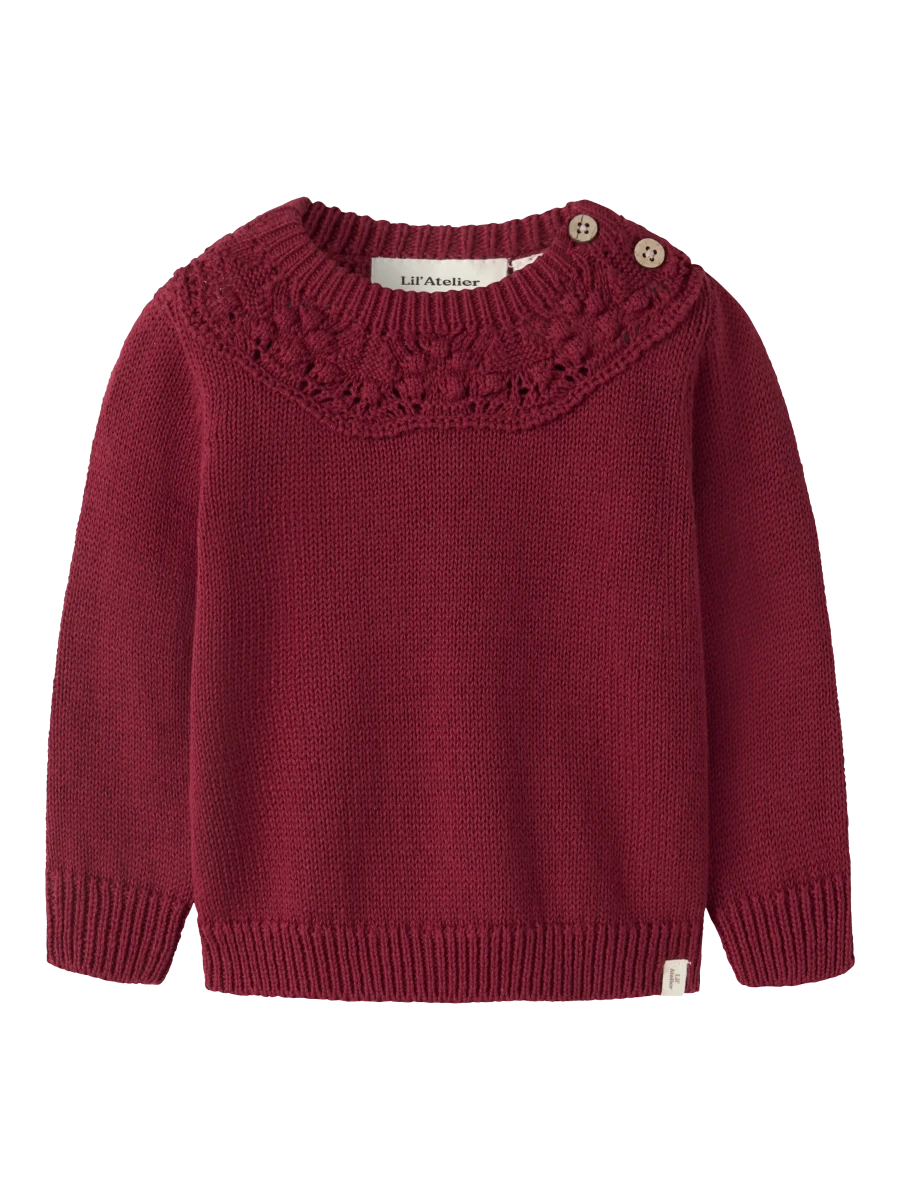 Lil' Atelier baby REVA strikkegenser - Biking Red | Torgunns Barneklær AS