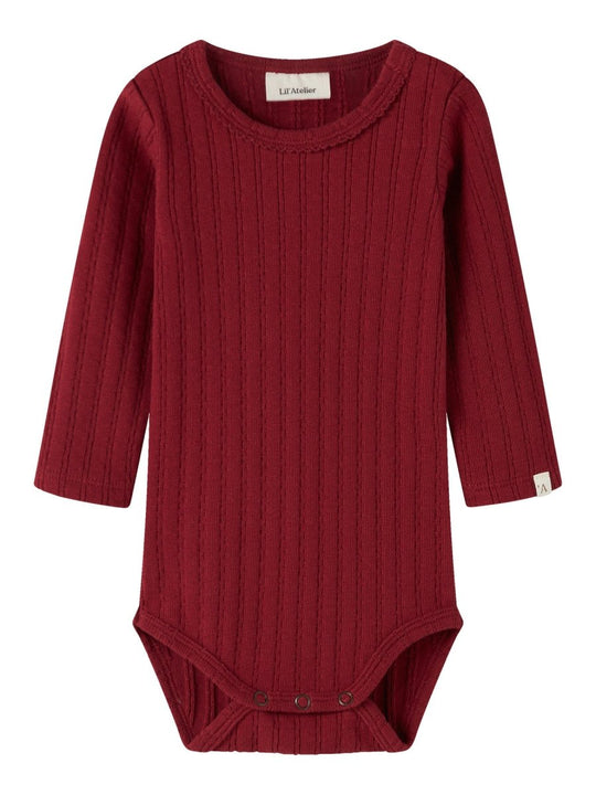 Lil' Atelier Baby RITA SIG LS SLIM BODY - Red Dahlia | Torgunns Barneklær AS