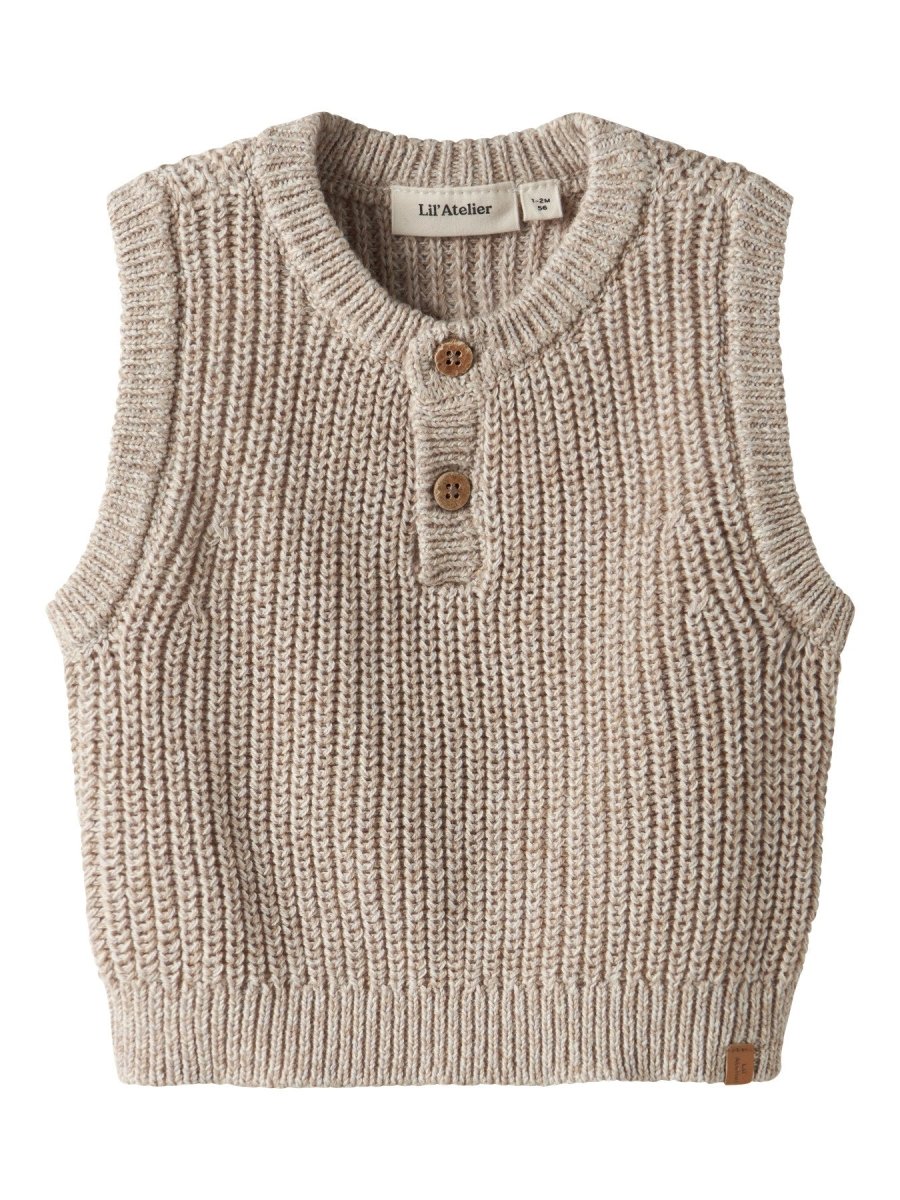 Lil' Atelier Baby ROKKO KNIT VEST - Oxford Tan | Torgunns Barneklær AS