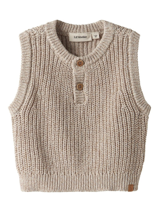 Lil' Atelier Baby ROKKO KNIT VEST - Oxford Tan | Torgunns Barneklær AS