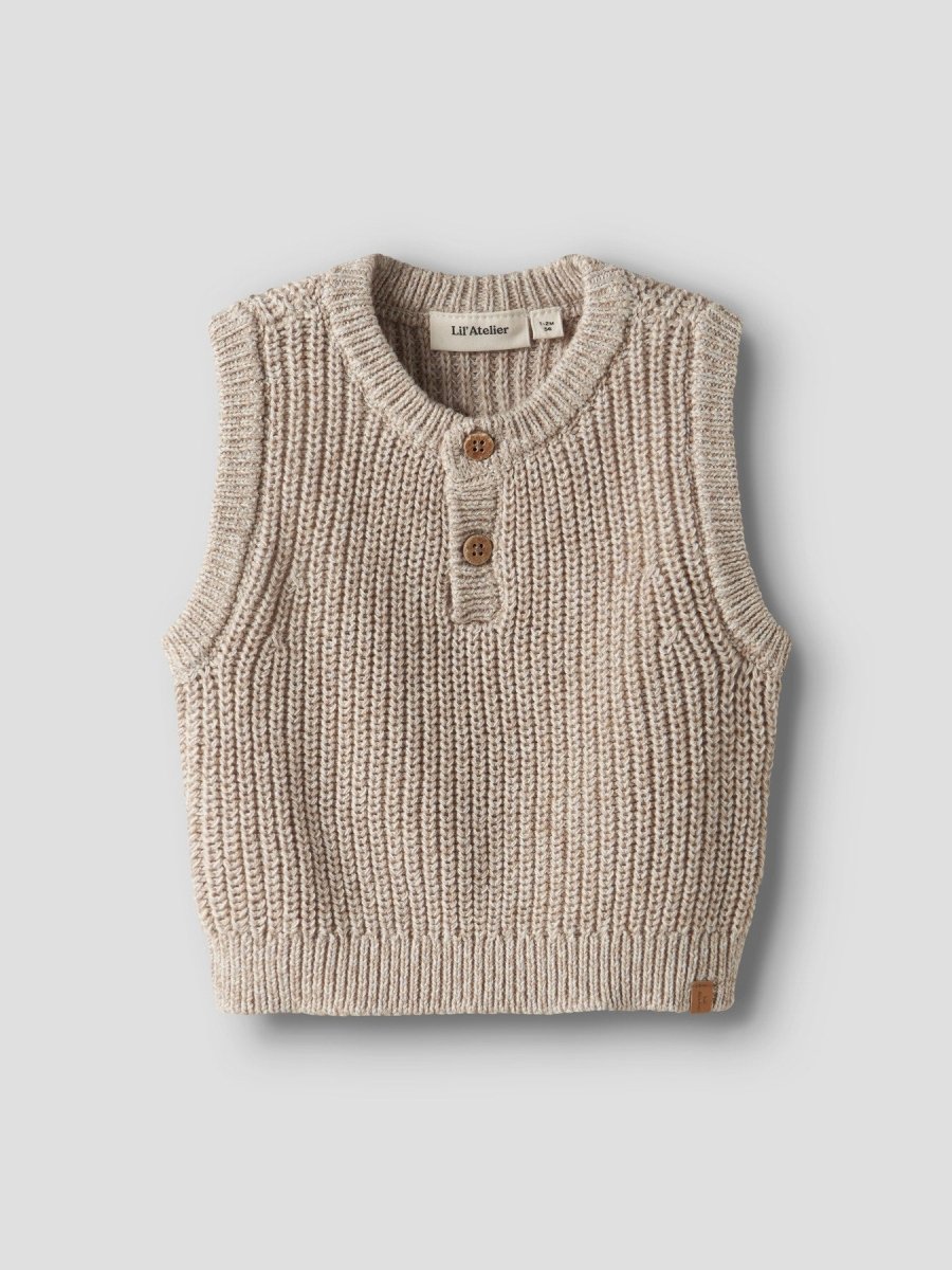 Lil' Atelier Baby ROKKO KNIT VEST - Oxford Tan | Torgunns Barneklær AS