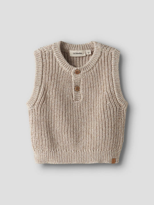 Lil' Atelier Baby ROKKO KNIT VEST - Oxford Tan | Torgunns Barneklær AS