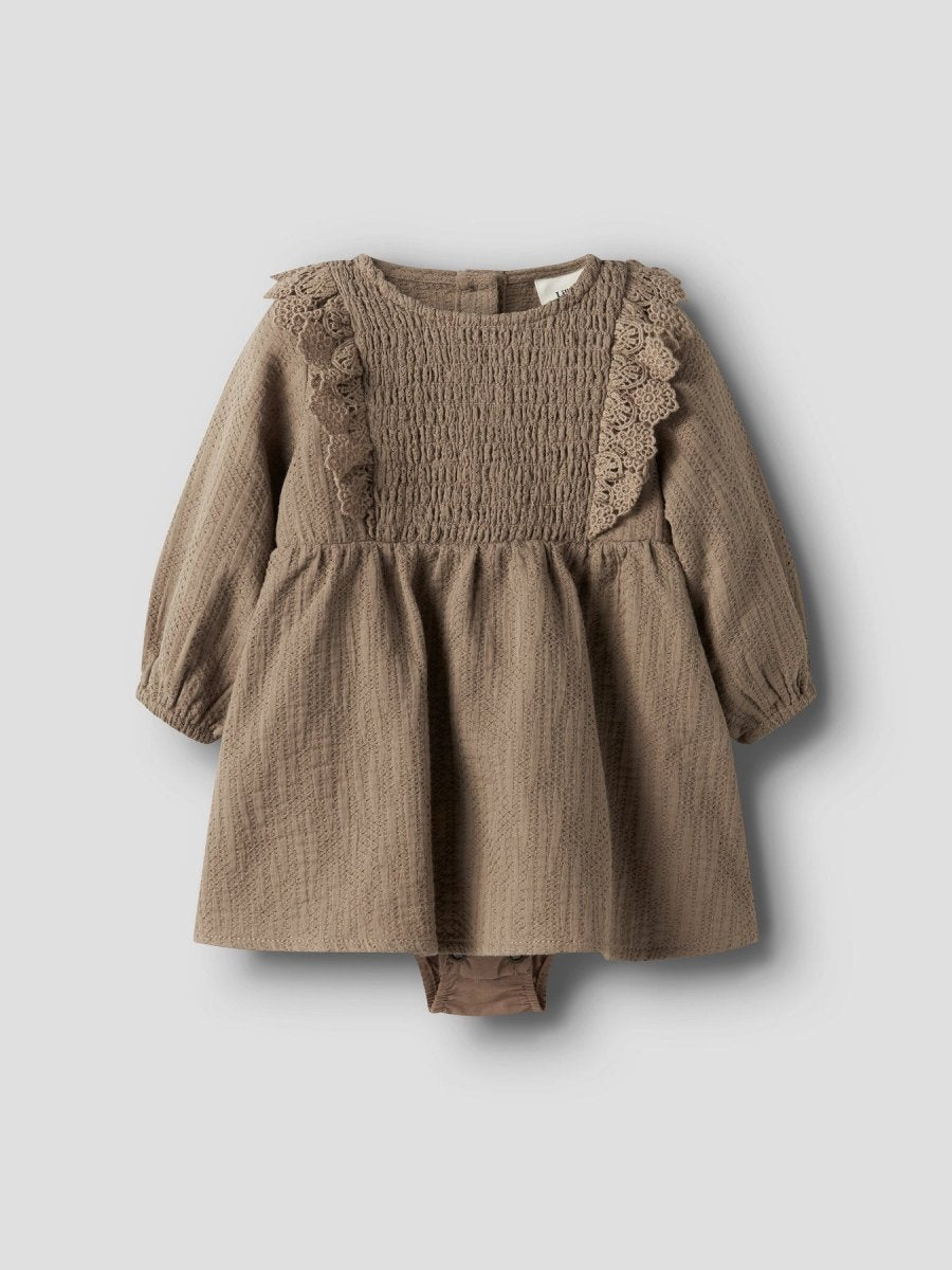 Lil' Atelier Baby ROSITA LIU LS BODY DRESS - Sepia Tint | Torgunns Barneklær AS