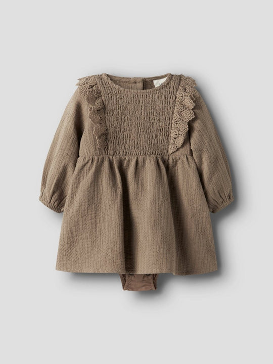 Lil' Atelier Baby ROSITA LIU LS BODY DRESS - Sepia Tint | Torgunns Barneklær AS