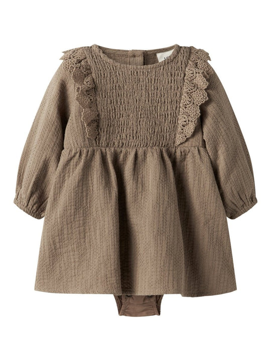 Lil' Atelier Baby ROSITA LIU LS BODY DRESS - Sepia Tint | Torgunns Barneklær AS