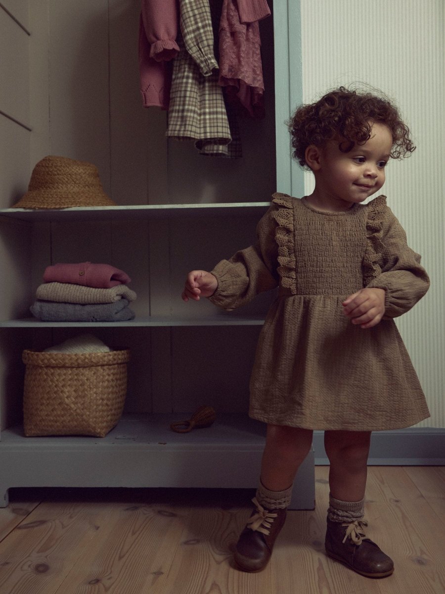 Lil' Atelier Baby ROSITA LIU LS BODY DRESS - Sepia Tint | Torgunns Barneklær AS