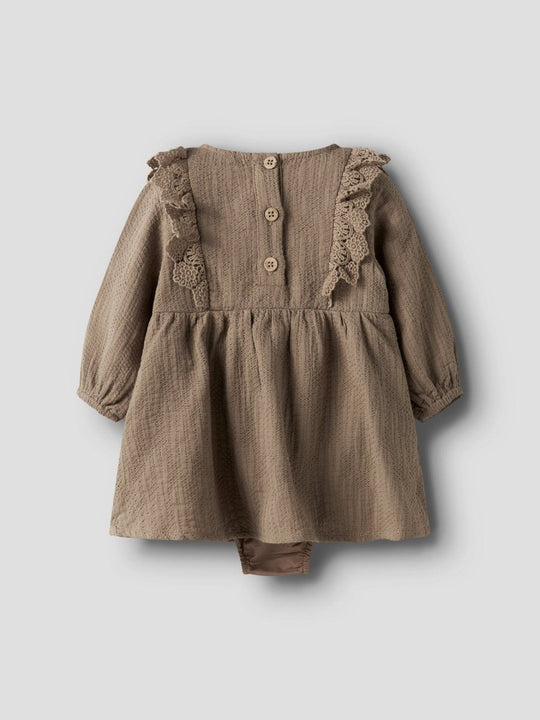 Lil' Atelier Baby ROSITA LIU LS BODY DRESS - Sepia Tint | Torgunns Barneklær AS