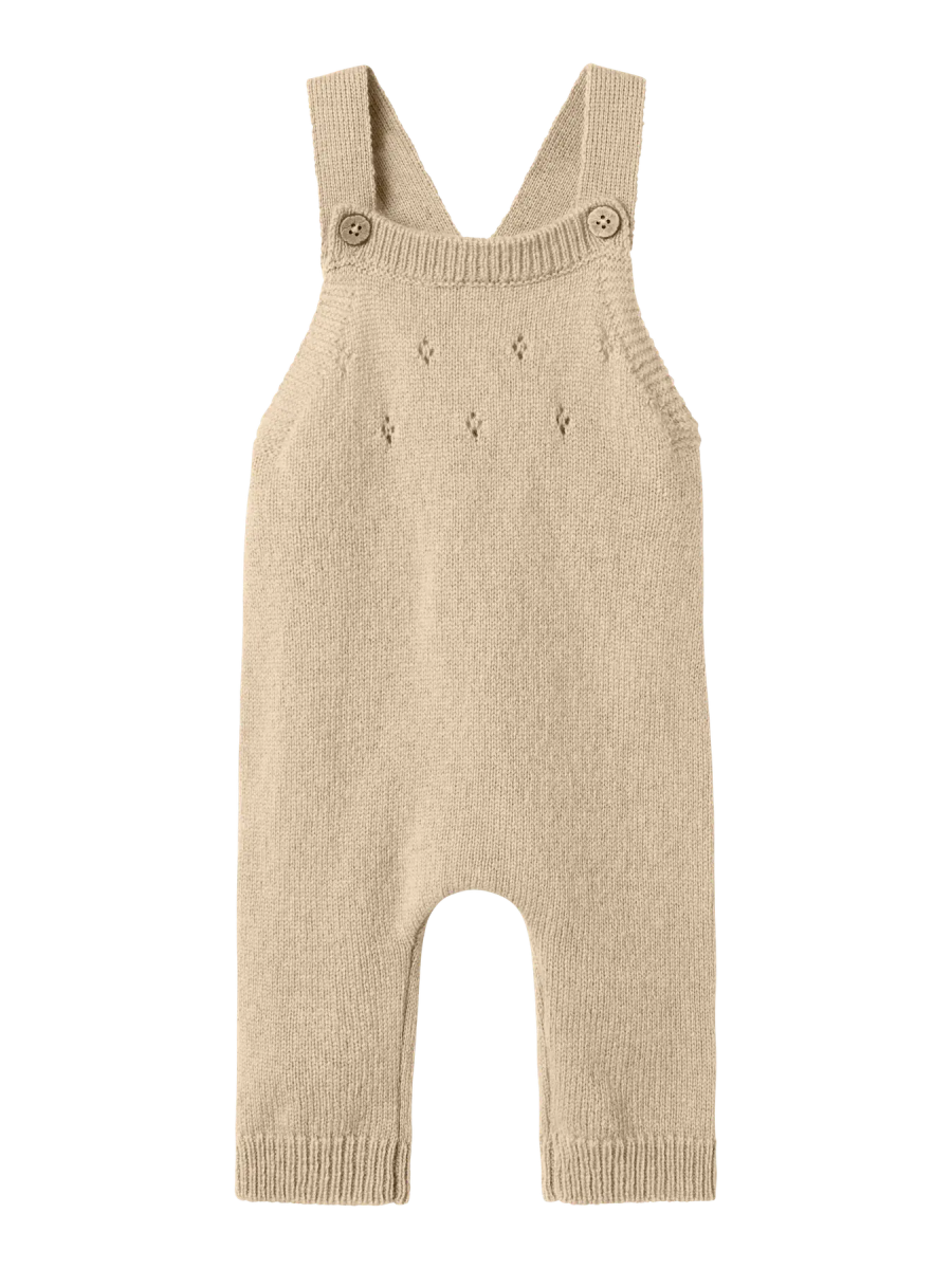 Lil' Atelier Baby WOOL NALIO KNIT OVERALL - Safari Melange | Torgunns Barneklær AS