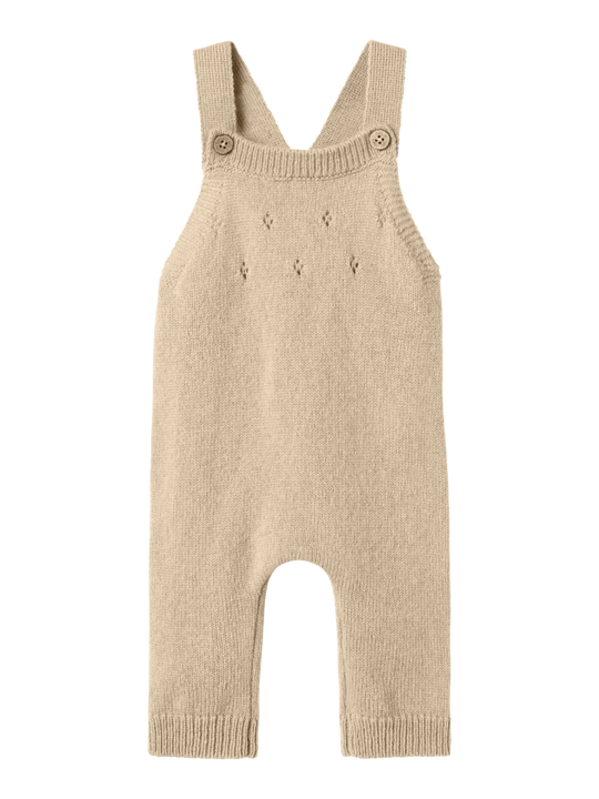 Lil' Atelier Baby WOOL NALIO KNIT OVERALL - Safari Melange | Torgunns Barneklær AS