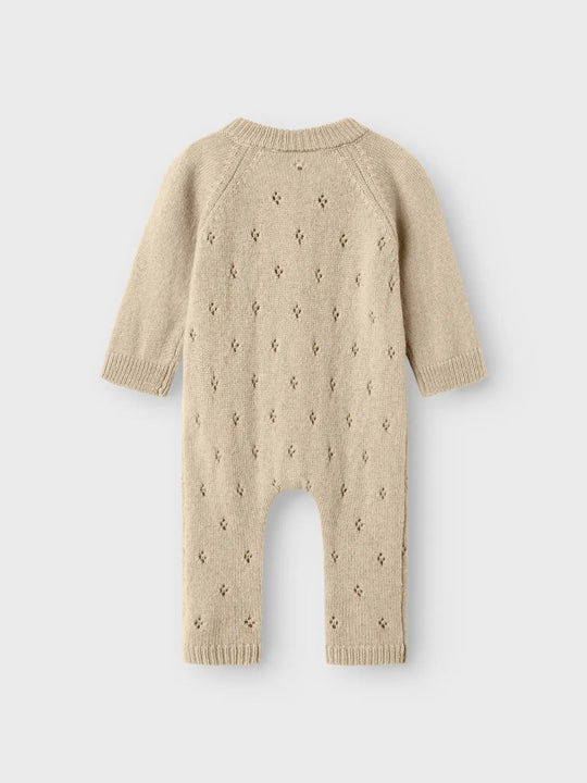Lil' Atelier Baby WOOL NALIO KNIT SUIT - Safari Melange | Torgunns Barneklær AS