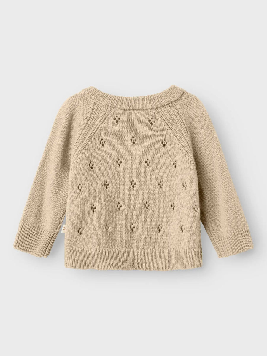 Lil' Atelier Baby WOOL NALIO LS WRAP KNIT - Safari Melange | Torgunns Barneklær AS