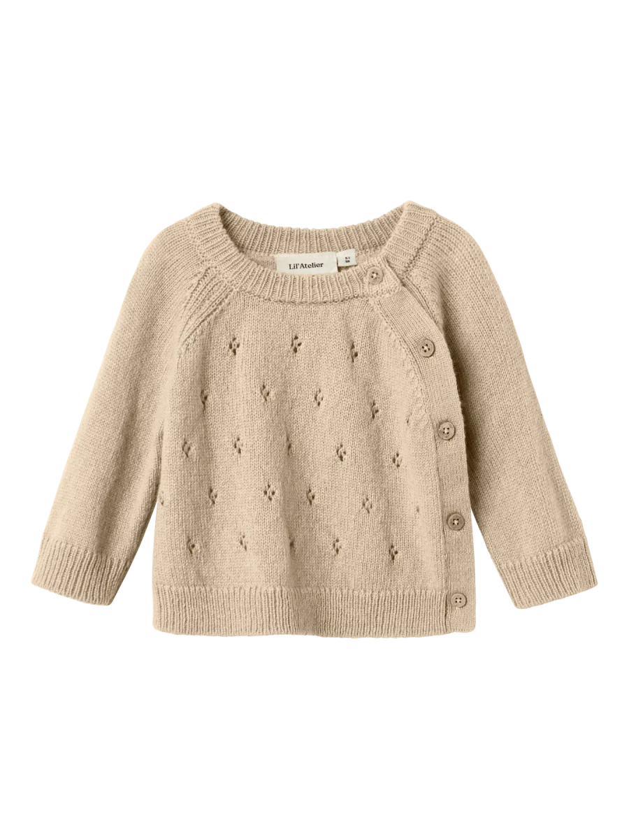 Lil' Atelier Baby WOOL NALIO LS WRAP KNIT - Safari Melange | Torgunns Barneklær AS