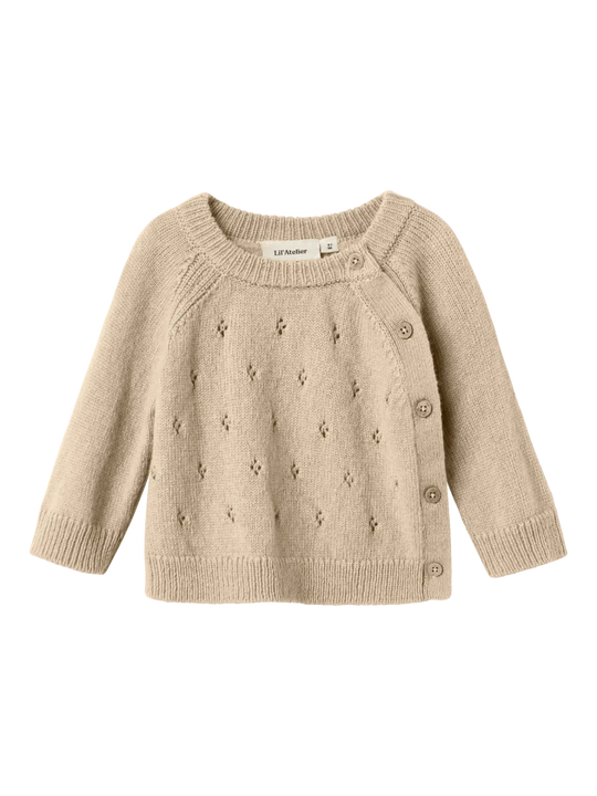 Lil' Atelier Baby WOOL NALIO LS WRAP KNIT - Safari Melange | Torgunns Barneklær AS