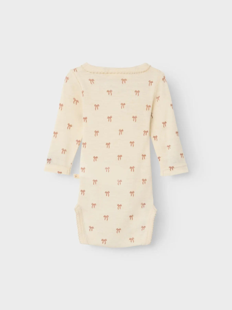 Lil' Atelier Baby WOOL NALU LS SLIM BODY NOOS - Turtledove Melange | Bow | Torgunns Barneklær AS