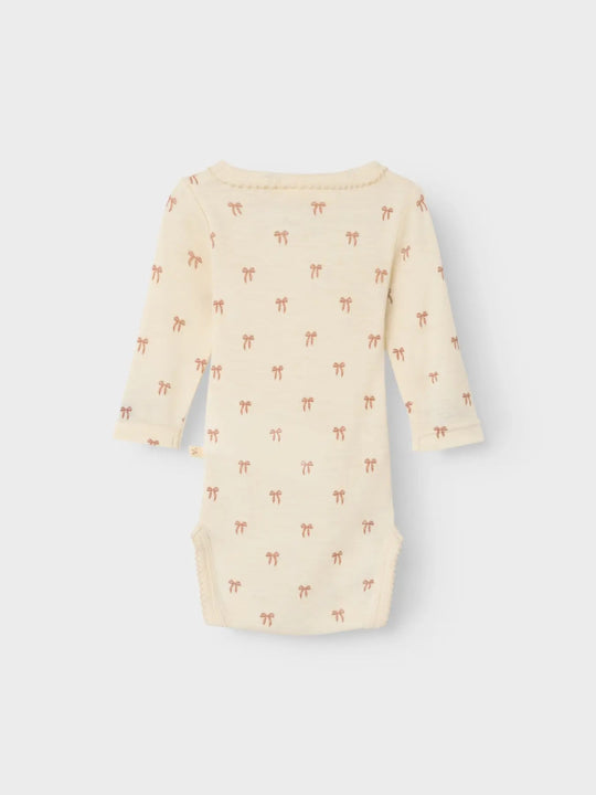 Lil' Atelier Baby WOOL NALU LS SLIM BODY NOOS - Turtledove Melange | Bow | Torgunns Barneklær AS