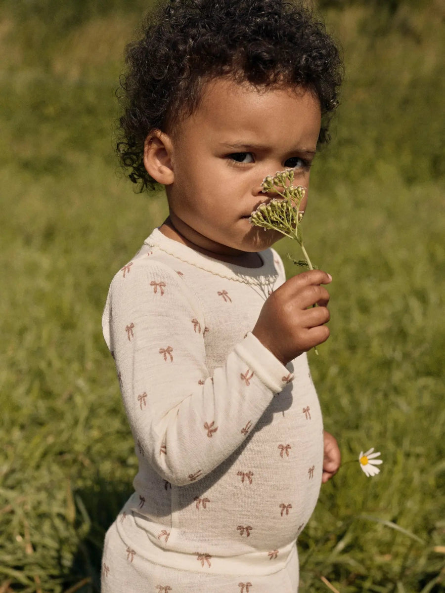 Lil' Atelier Baby WOOL NALU LS SLIM BODY NOOS - Turtledove Melange | Bow | Torgunns Barneklær AS