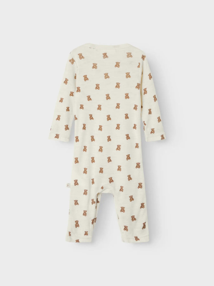 Lil' Atelier Baby WOOL NALU LS SLIM SUIT - Turtledove Melange | Teddybear | Torgunns Barneklær AS