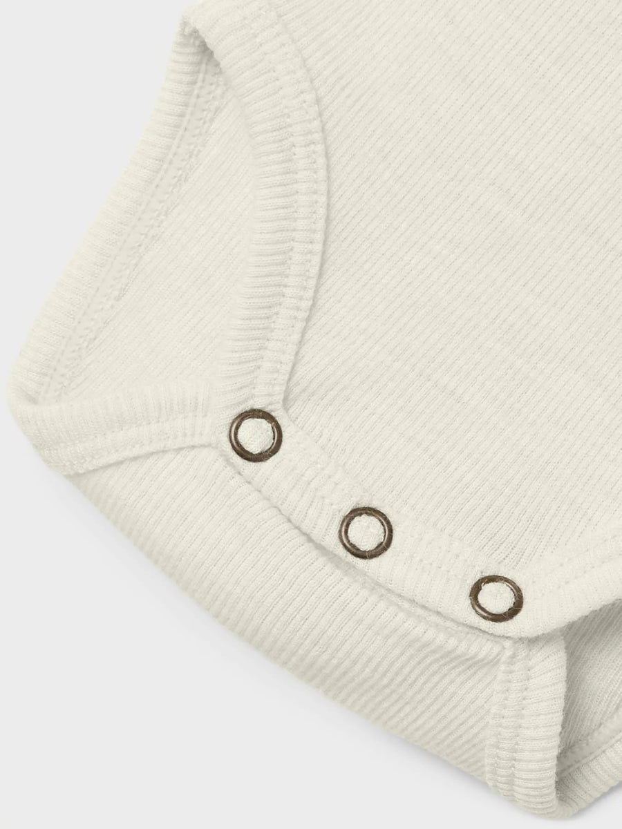 Lil' Atelier Baby WOOL NALU RIB LS SLIM BODY - Turtledove Melange | Torgunns Barneklær AS