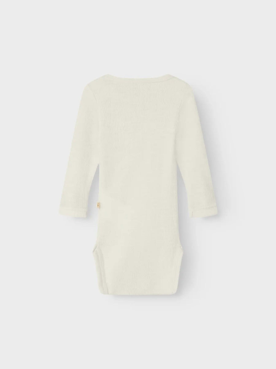 Lil' Atelier Baby WOOL NALU RIB LS SLIM BODY - Turtledove Melange | Torgunns Barneklær AS