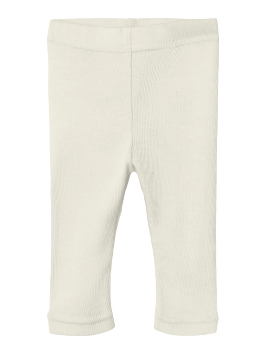 Lil' Atelier Baby WOOL NALU RIB SLIM LEGGING - Turtledove Melange | Torgunns Barneklær AS