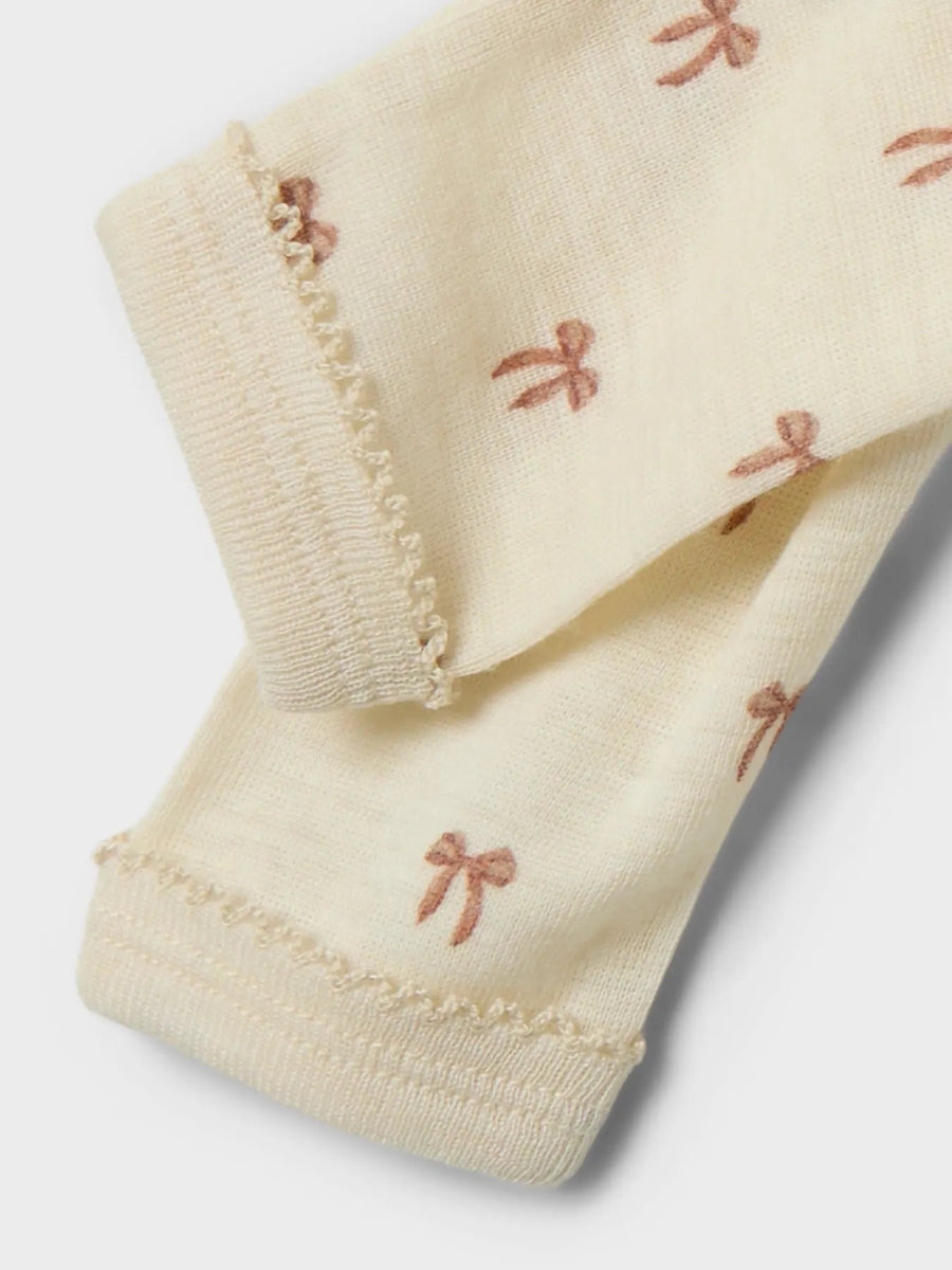 Lil' Atelier Baby WOOL NALU SLIM LEGGING NOOS - Turtledove Melange | Bow | Torgunns Barneklær AS