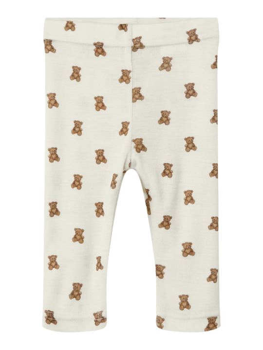 Lil' Atelier Baby WOOL NALU SLIM LEGGING - Turtledove Melange | Teddybear | Torgunns Barneklær AS