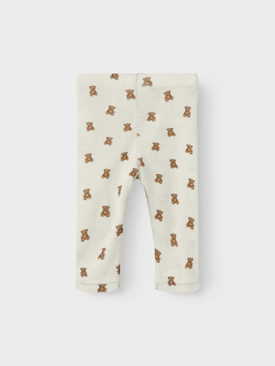 Lil' Atelier Baby WOOL NALU SLIM LEGGING - Turtledove Melange | Teddybear | Torgunns Barneklær AS