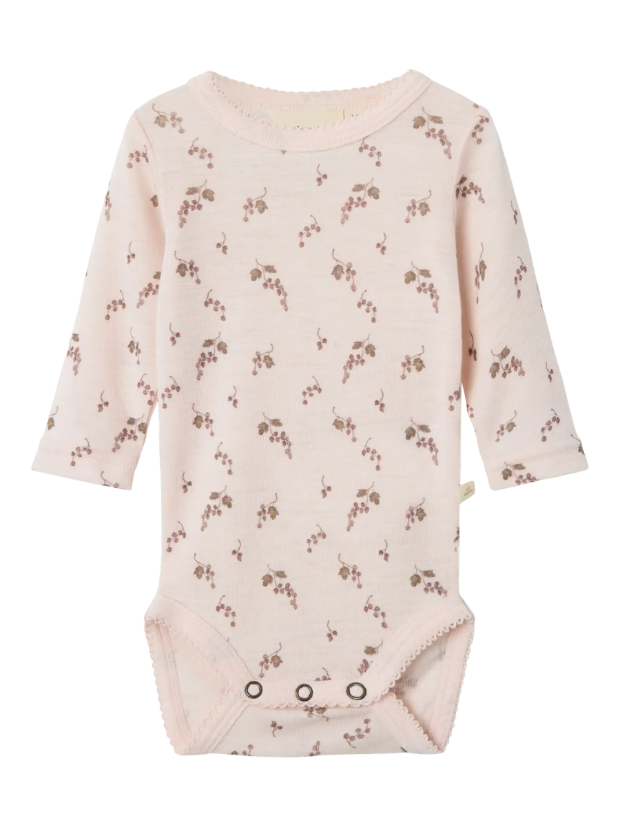 Lil' Atelier Baby WOOL NOEL NIA LS SLIM BODY NOOS - Morganite | BERRY | Torgunns Barneklær AS