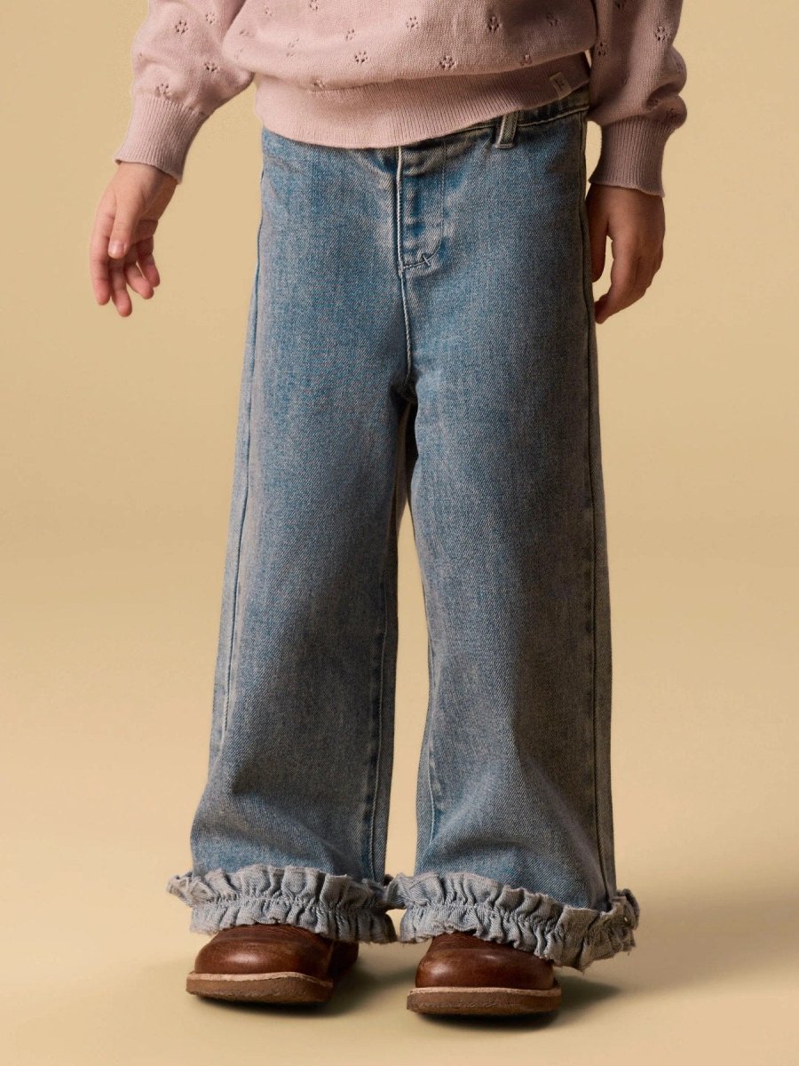 Lil' Atelier Mini DAMLA Wide Ankle Jeans – Medium Blue Denim | Torgunns Barneklær AS