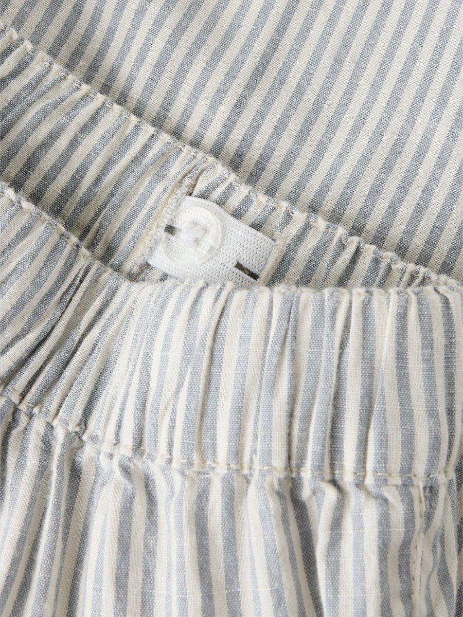 Stripet barneklær med elastisk liv og knapp, myk tekstil for spedbarn og småbarn