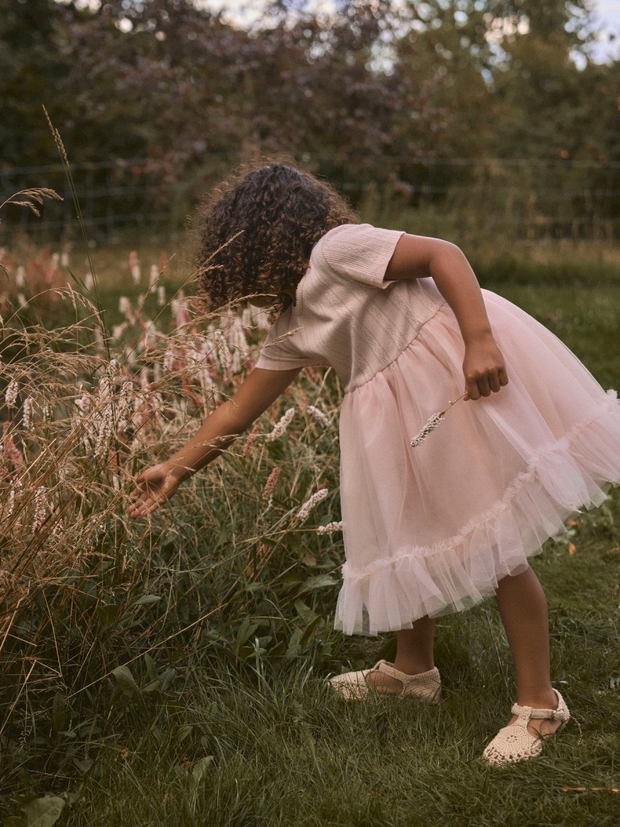 Lil Atelier Mini FANELLA TULLE kjole - Peach Whip | Torgunns Barneklær AS