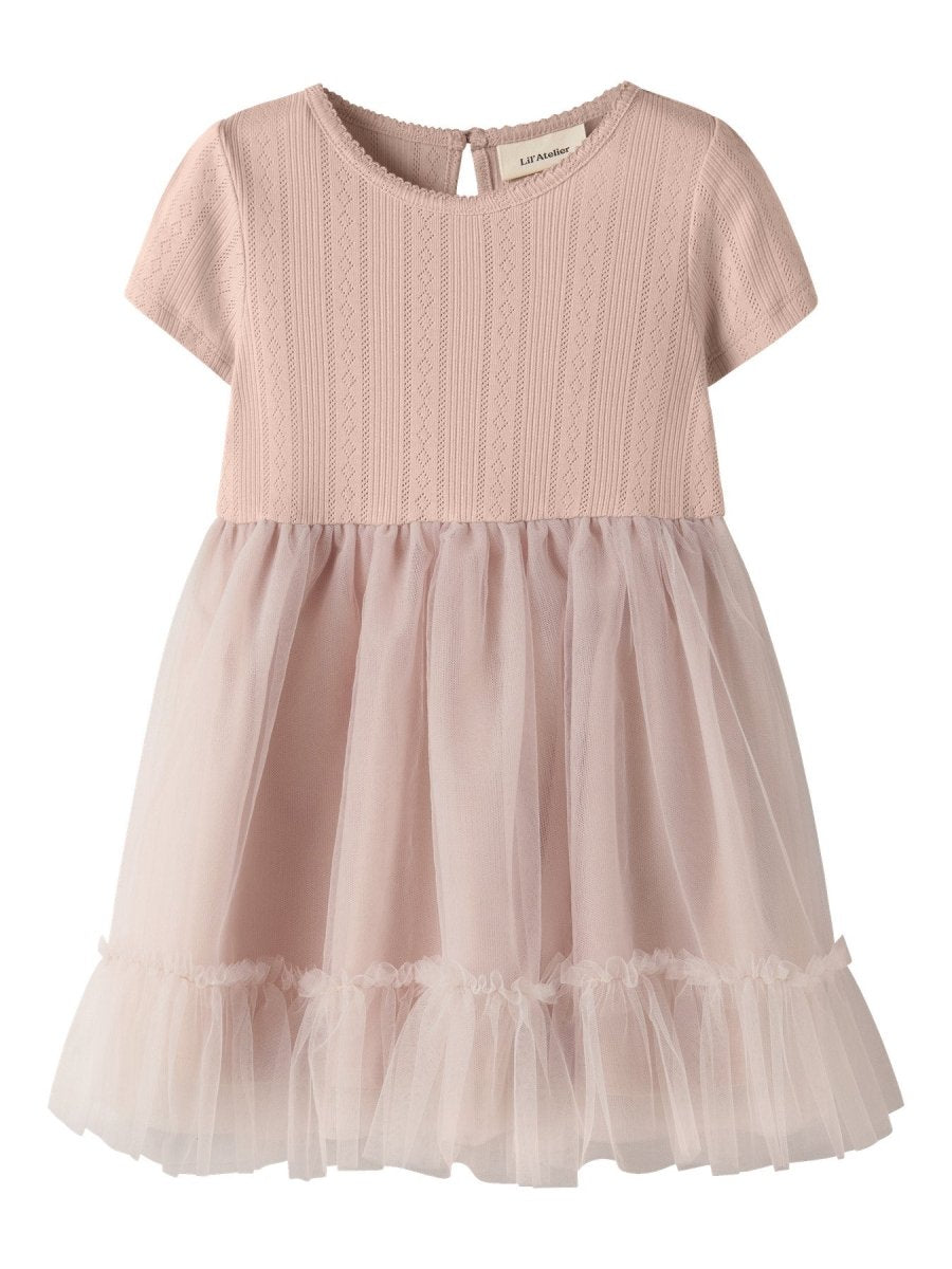 Lil Atelier Mini FANELLA TULLE kjole - Peach Whip | Torgunns Barneklær AS