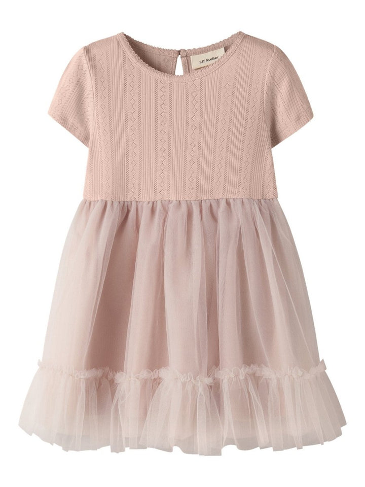 Lil Atelier Mini FANELLA TULLE kjole - Peach Whip | Torgunns Barneklær AS
