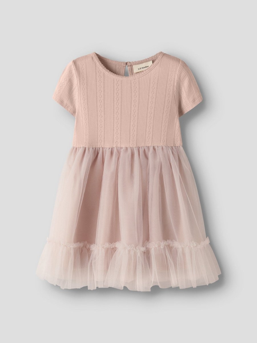 Lil Atelier Mini FANELLA TULLE kjole - Peach Whip | Torgunns Barneklær AS
