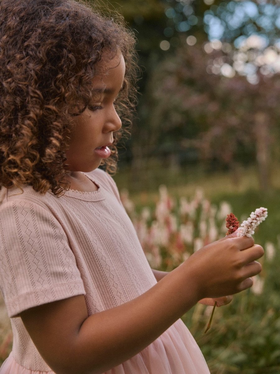 Lil Atelier Mini FANELLA TULLE kjole - Peach Whip | Torgunns Barneklær AS
