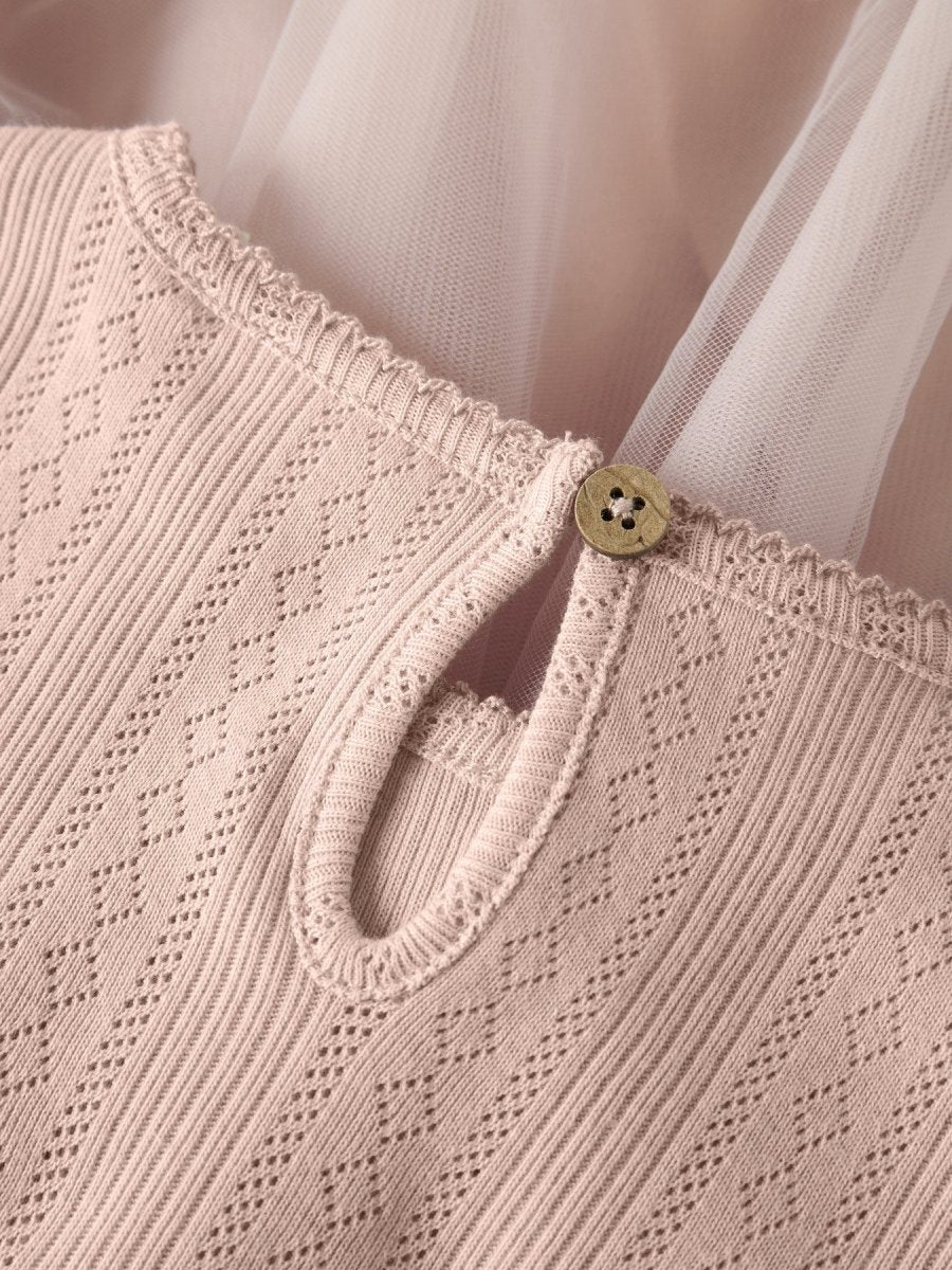 Lil Atelier Mini FANELLA TULLE kjole - Peach Whip | Torgunns Barneklær AS