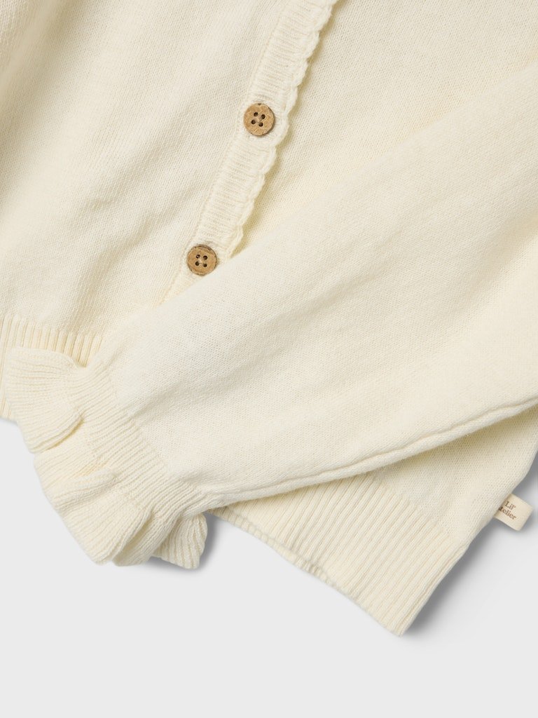 Lil' Atelier Mini FAUCI FIA LS SHORT KNIT CARDIGAN - Coconut Milk | Torgunns Barneklær AS