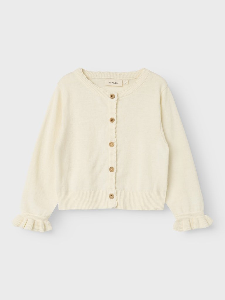 Lil' Atelier Mini FAUCI FIA LS SHORT KNIT CARDIGAN - Coconut Milk | Torgunns Barneklær AS