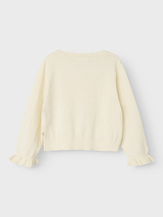 Lil' Atelier Mini FAUCI FIA LS SHORT KNIT CARDIGAN - Coconut Milk | Torgunns Barneklær AS