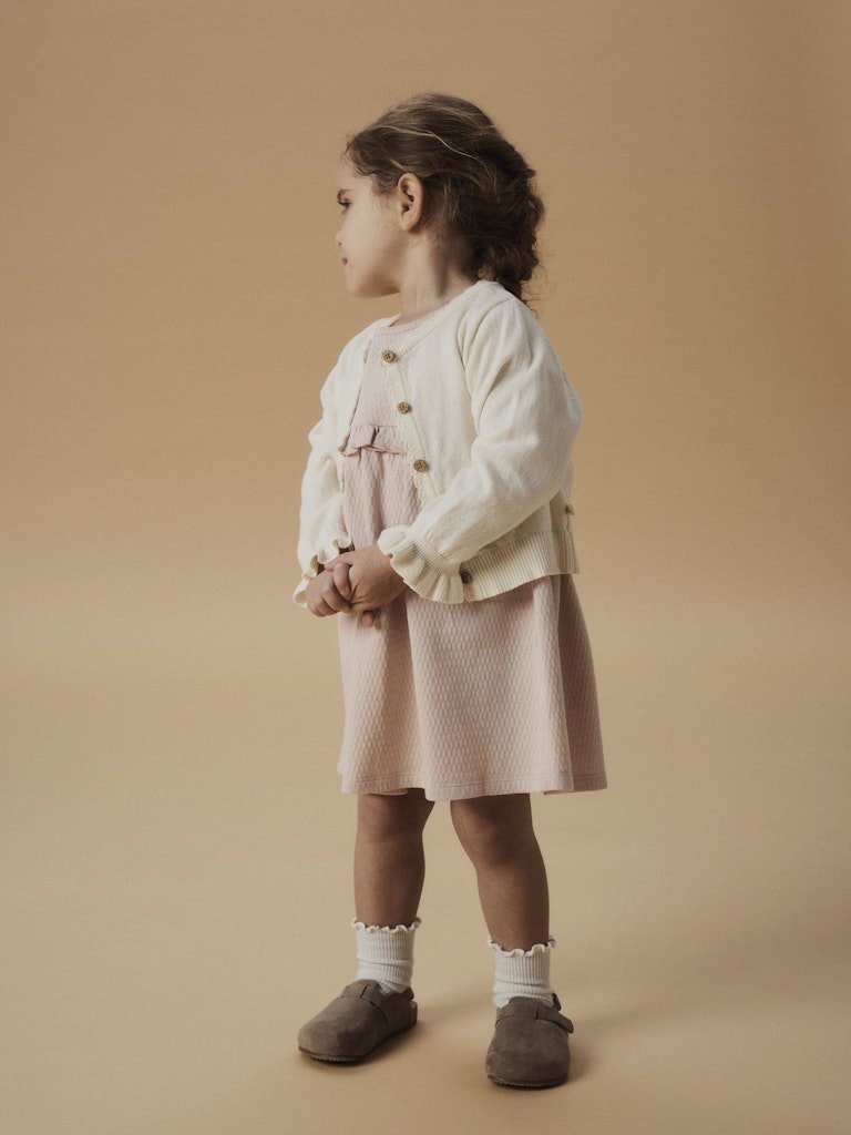 Lil' Atelier Mini FAUCI FIA LS SHORT KNIT CARDIGAN - Coconut Milk | Torgunns Barneklær AS