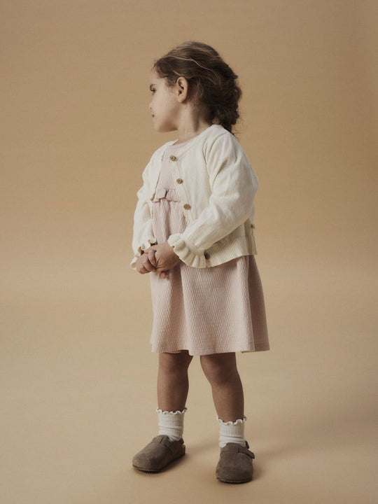 Lil' Atelier Mini FAUCI FIA LS SHORT KNIT CARDIGAN - Coconut Milk | Torgunns Barneklær AS