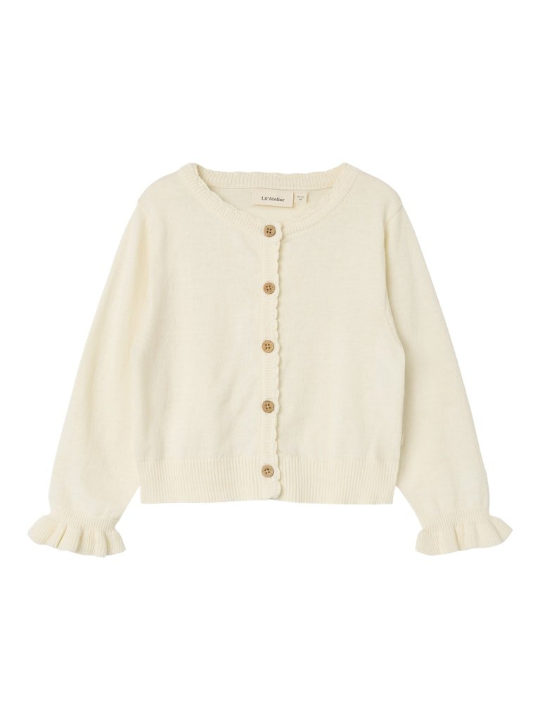 Lil' Atelier Mini FAUCI FIA LS SHORT KNIT CARDIGAN - Coconut Milk | Torgunns Barneklær AS