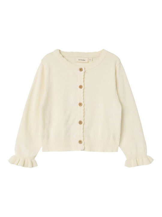 Lil' Atelier Mini FAUCI FIA LS SHORT KNIT CARDIGAN - Coconut Milk | Torgunns Barneklær AS