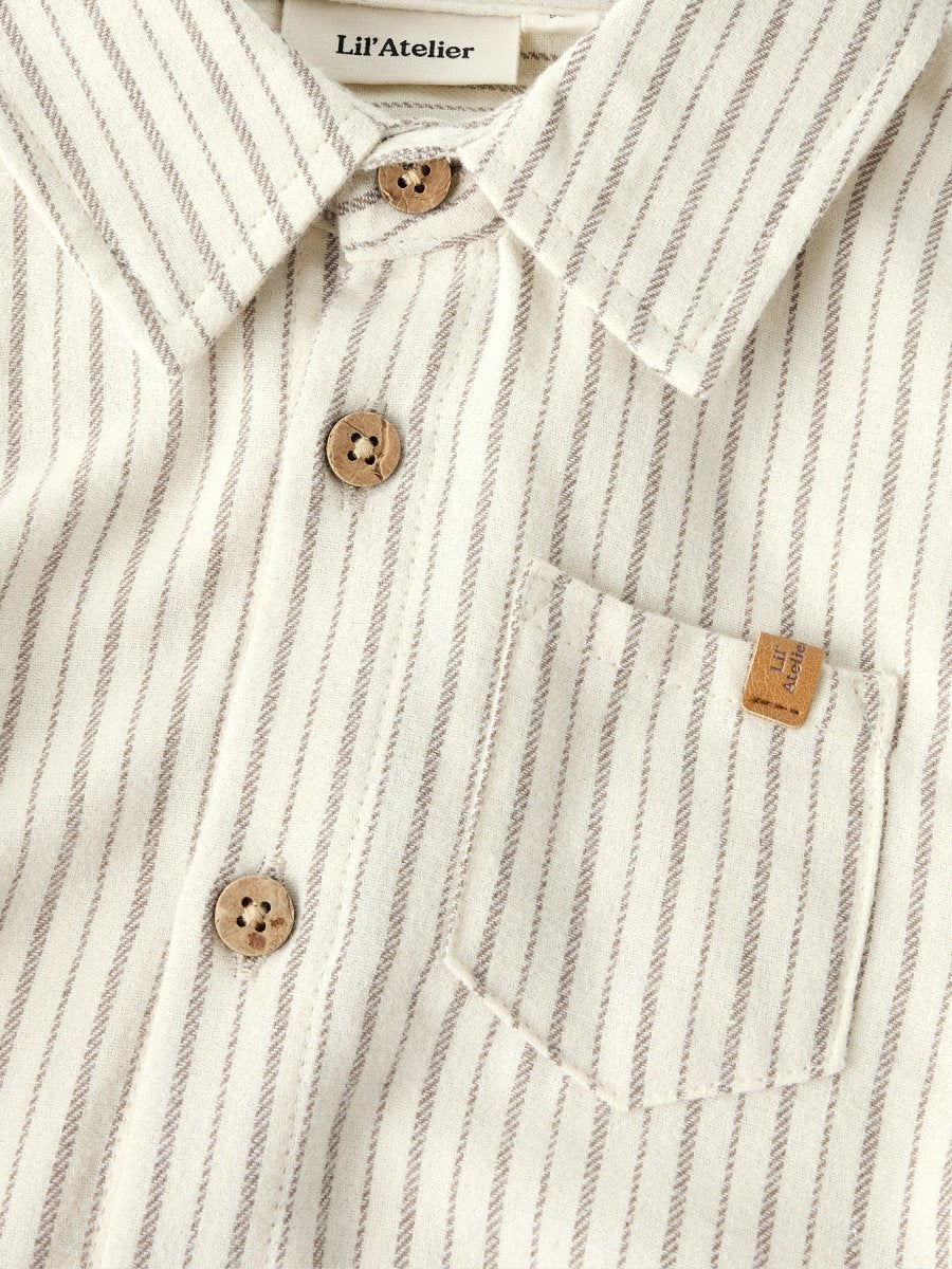Lil' Atelier Mini FELIXO LS SHIRT - Turtledove Stripes | Torgunns Barneklær AS